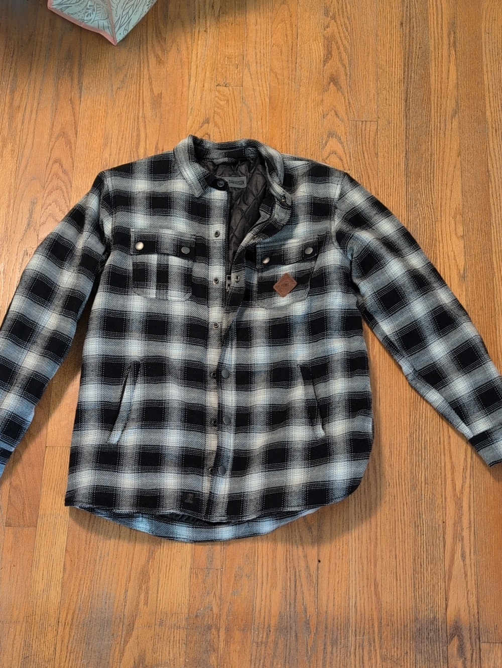 Harley-Davidson Black and White Plaid Shirt Jacket